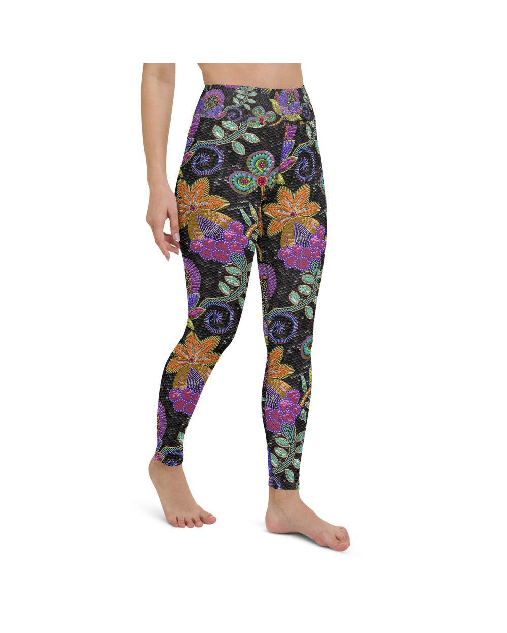 Faux Paillette Flower Yoga Pants | GearBunch
