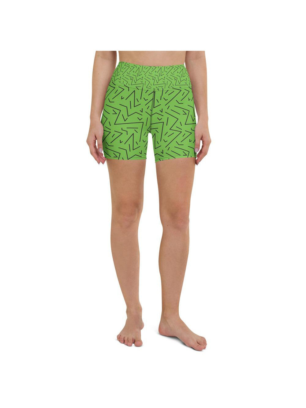 Green Black Line Yoga Shorts Gearbunch