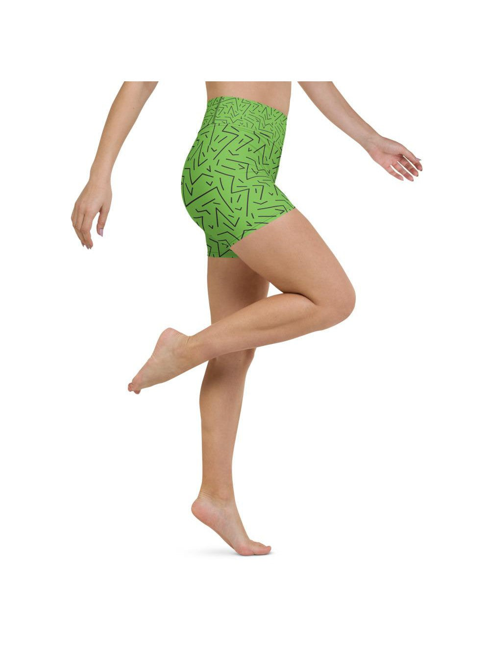 Green Black Line Yoga Shorts Gearbunch
