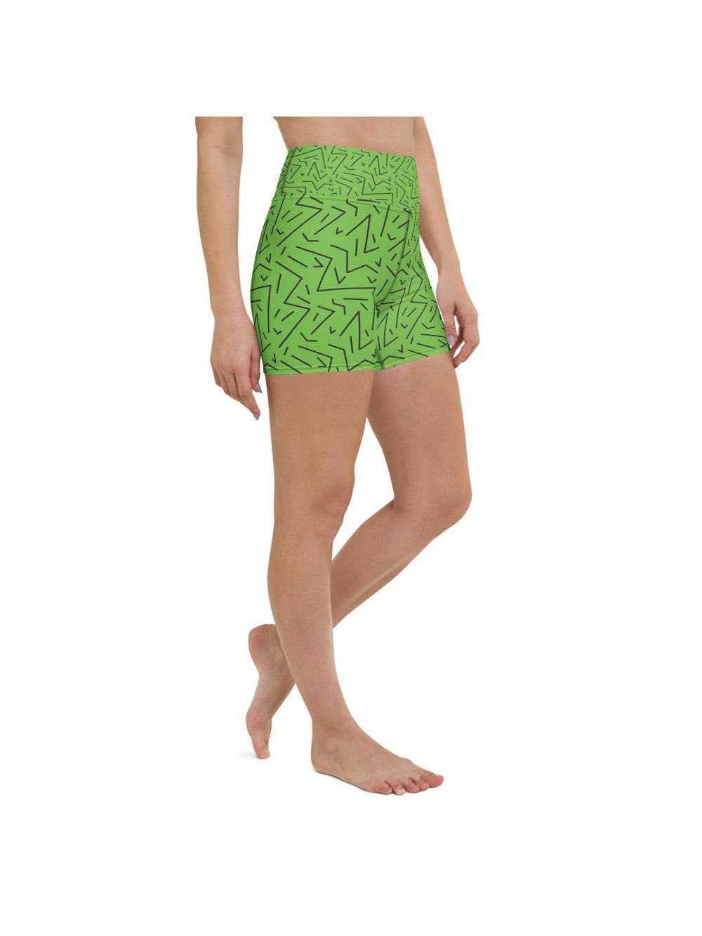 Green Black Line Yoga Shorts Gearbunch