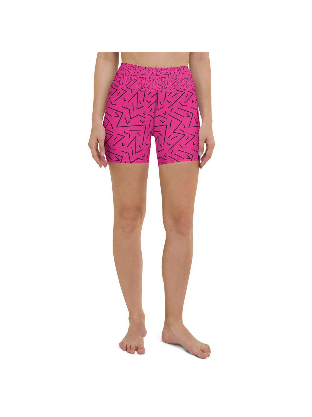 Pink Black Line Yoga Shorts Gearbunch