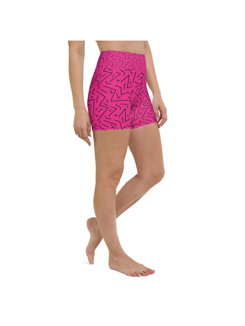 Pink Black Line Yoga Shorts Gearbunch