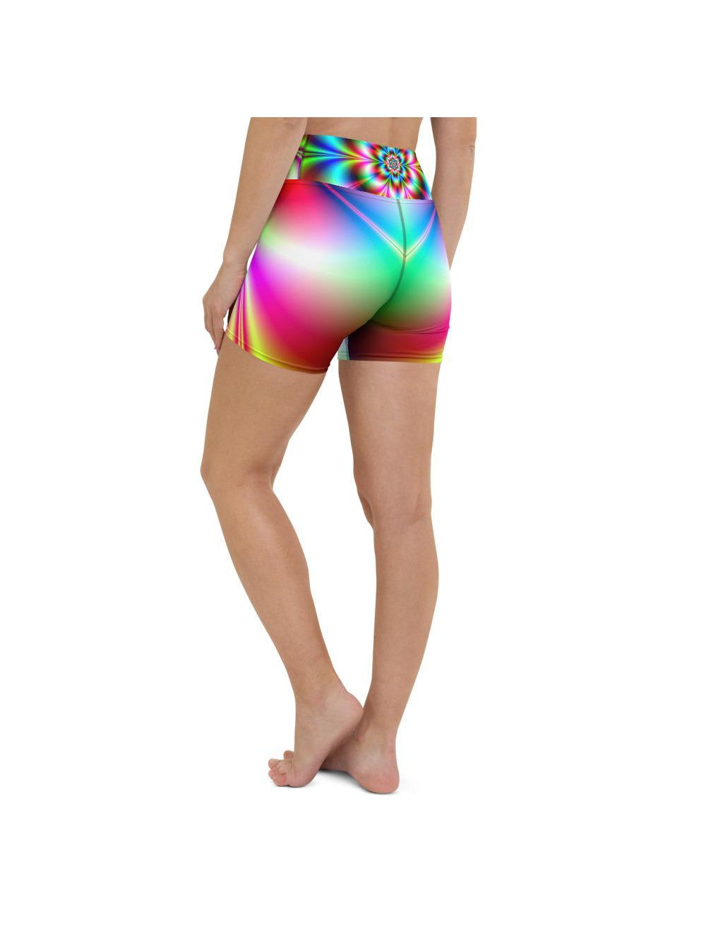 Psychedelic Neon Yoga Shorts Gearbunch