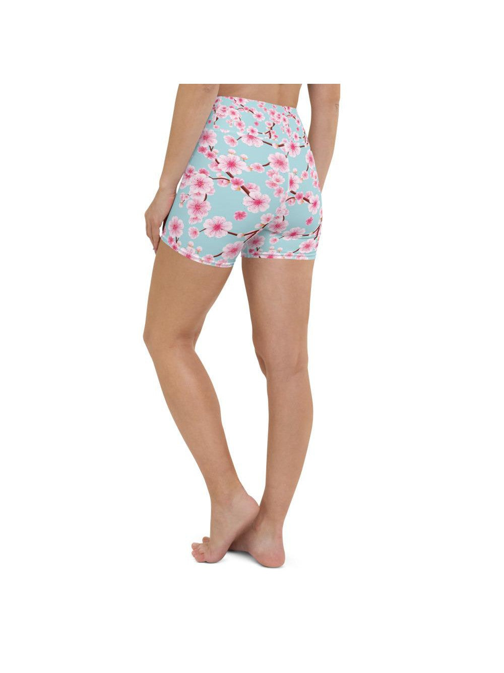 Japanese Cherry Blossom Yoga Shorts Gearbunch