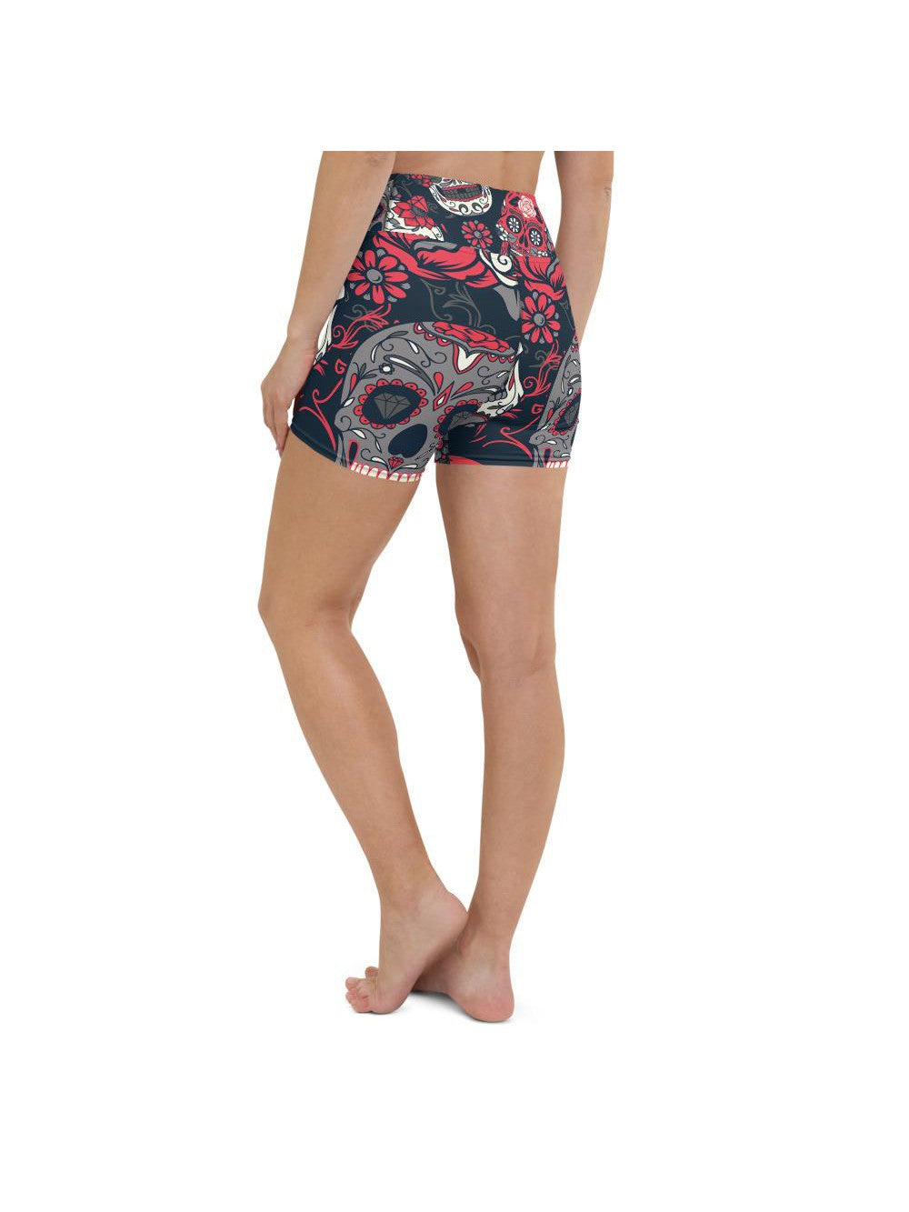Pink Sugar Skull Yoga Shorts Gearbunch