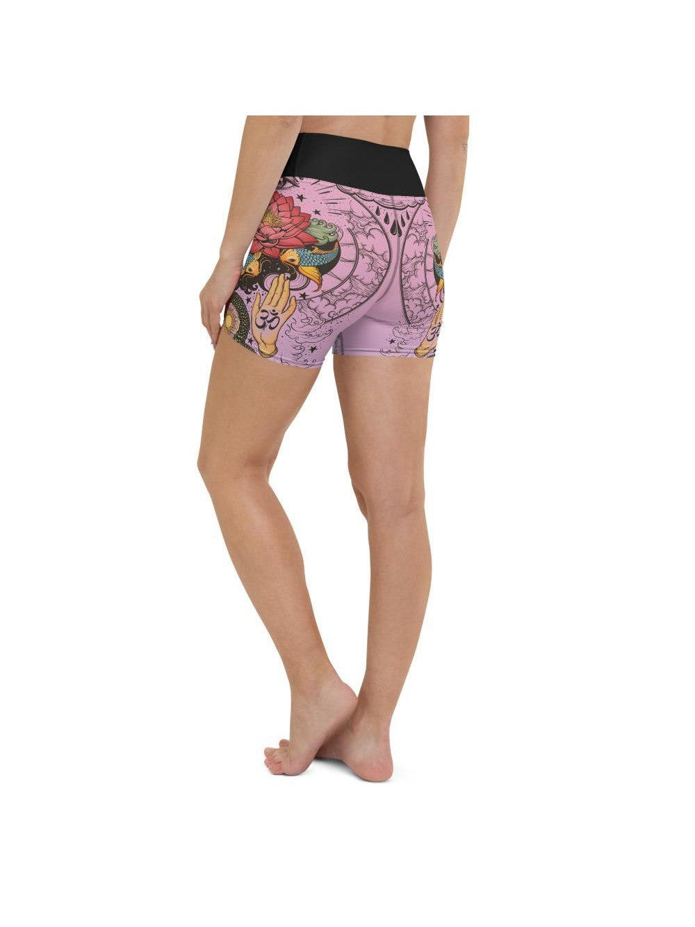 Pink Tattooed Lotus Yoga Shorts | GearBunch