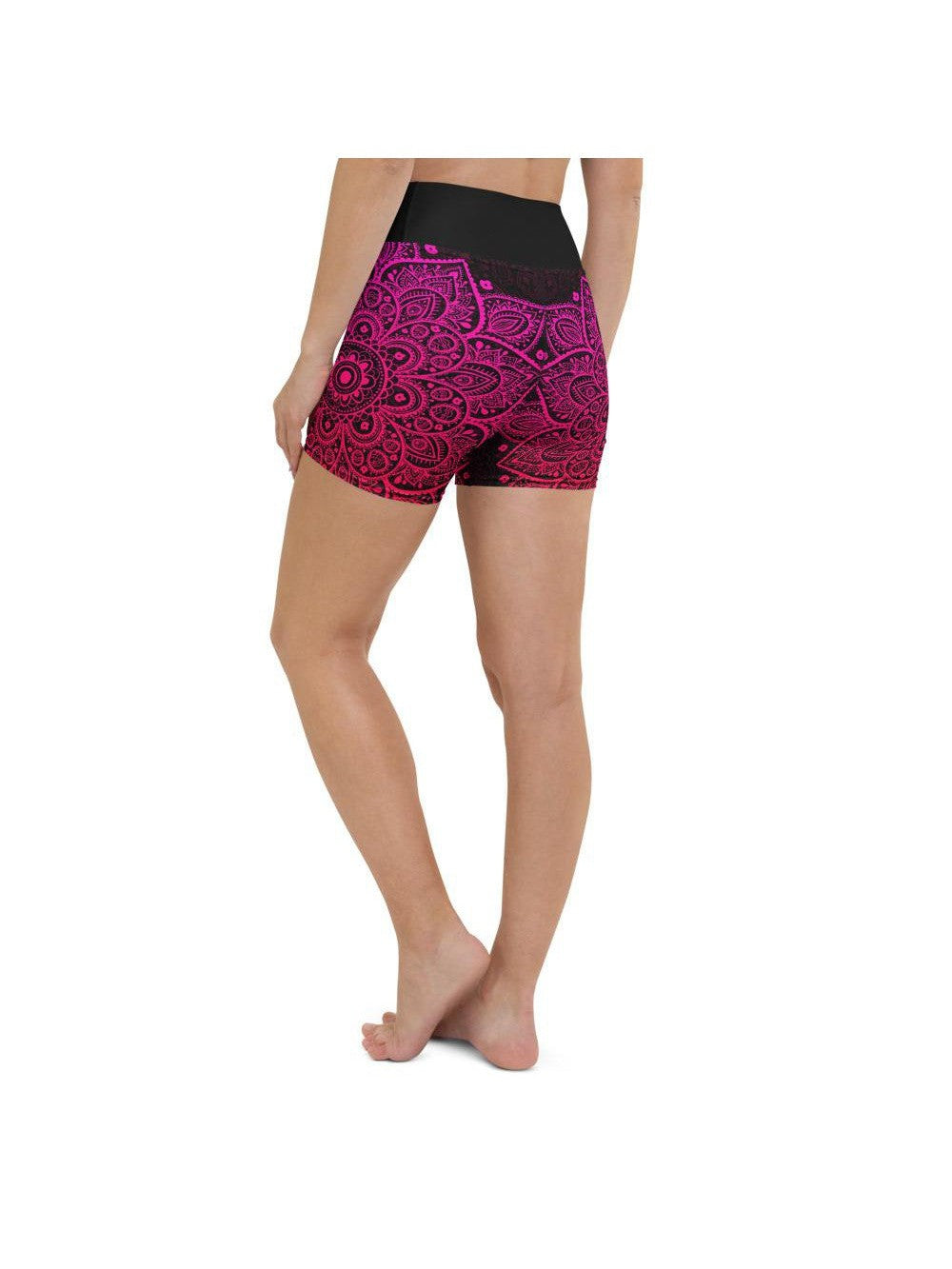 Womens Yoga Shorts Pink Mandala Pink/Black | Gearbunch.com