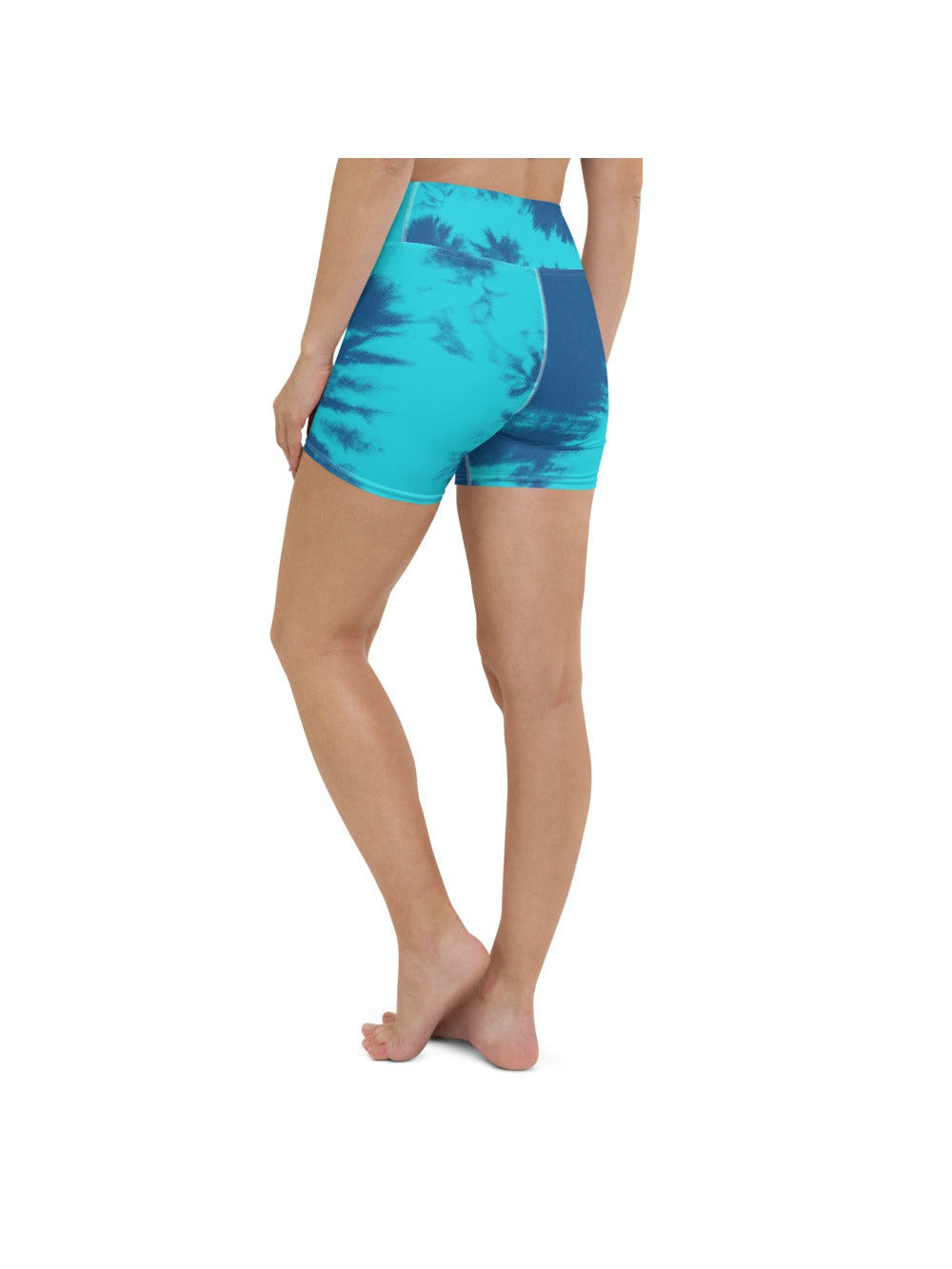 Womens Yoga Shorts Blue & Aqua Tie Dye | Gearbunch.com