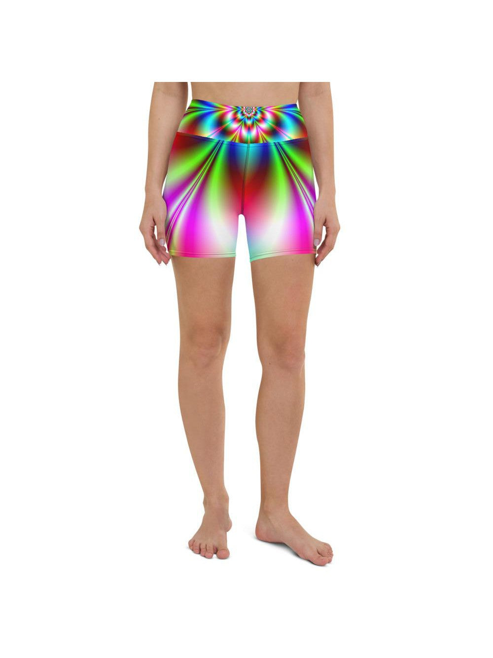 Psychedelic Neon Yoga Shorts Gearbunch