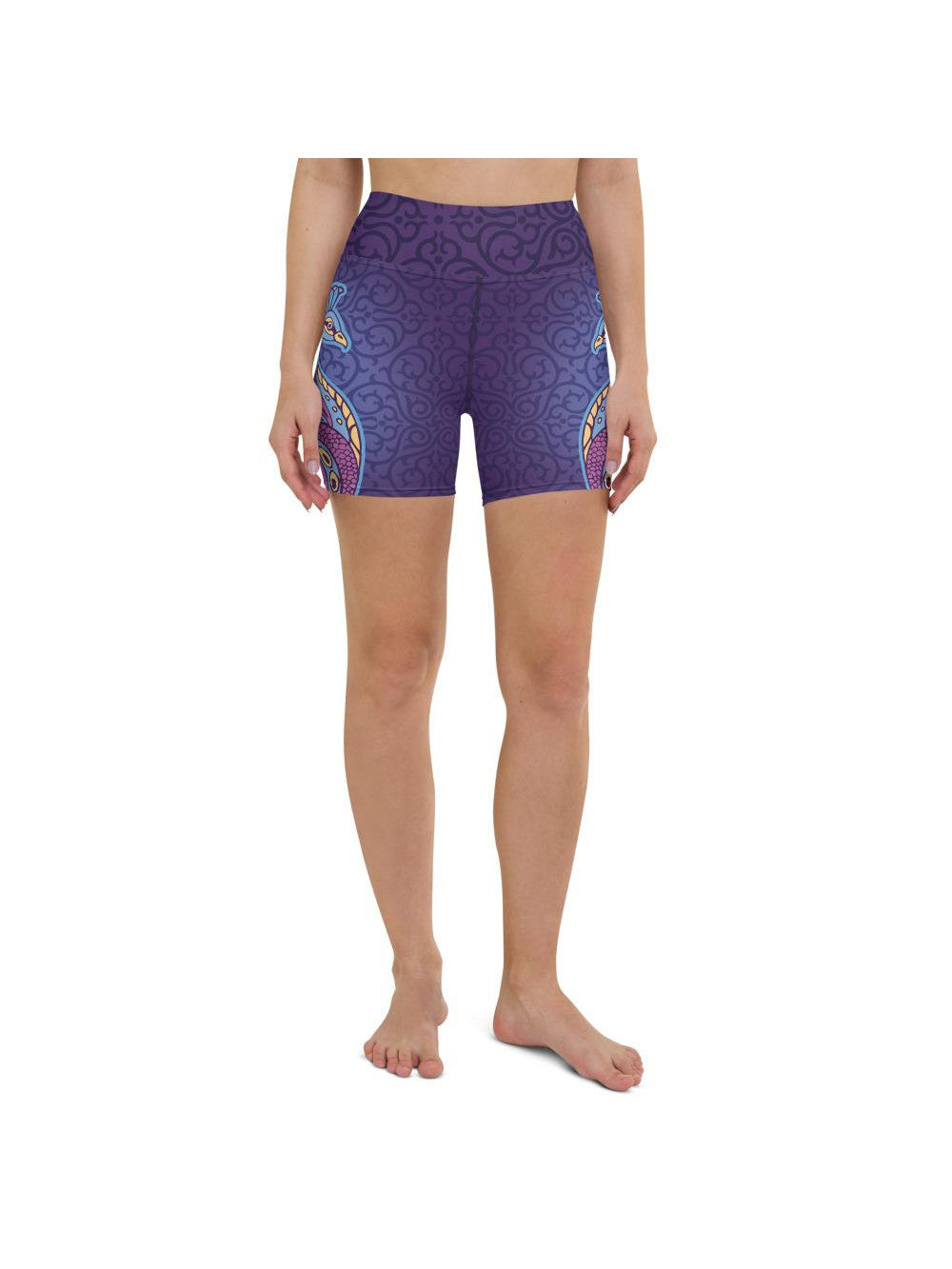 Ornamental Peacock Yoga Shorts Gearbunch