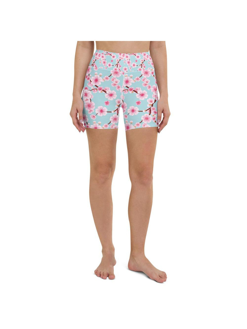 Japanese Cherry Blossom Yoga Shorts Gearbunch