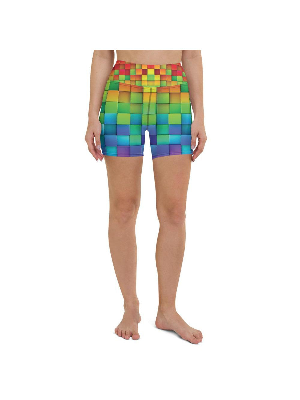 Rainbow Blocks Yoga Shorts | GearBunch