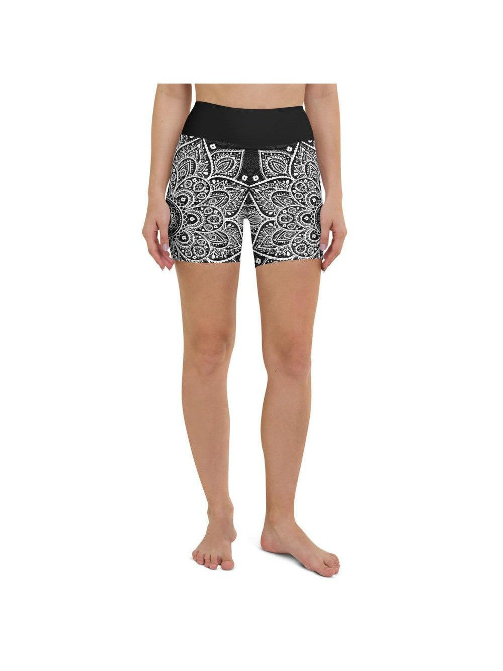 B&W Mandala Yoga Shorts Gearbunch