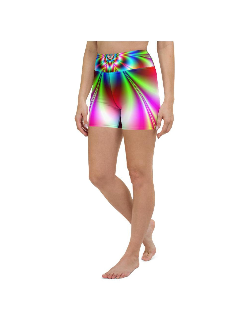 Psychedelic Neon Yoga Shorts Gearbunch