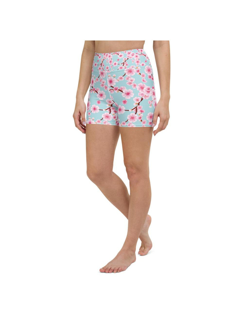 Japanese Cherry Blossom Yoga Shorts Gearbunch