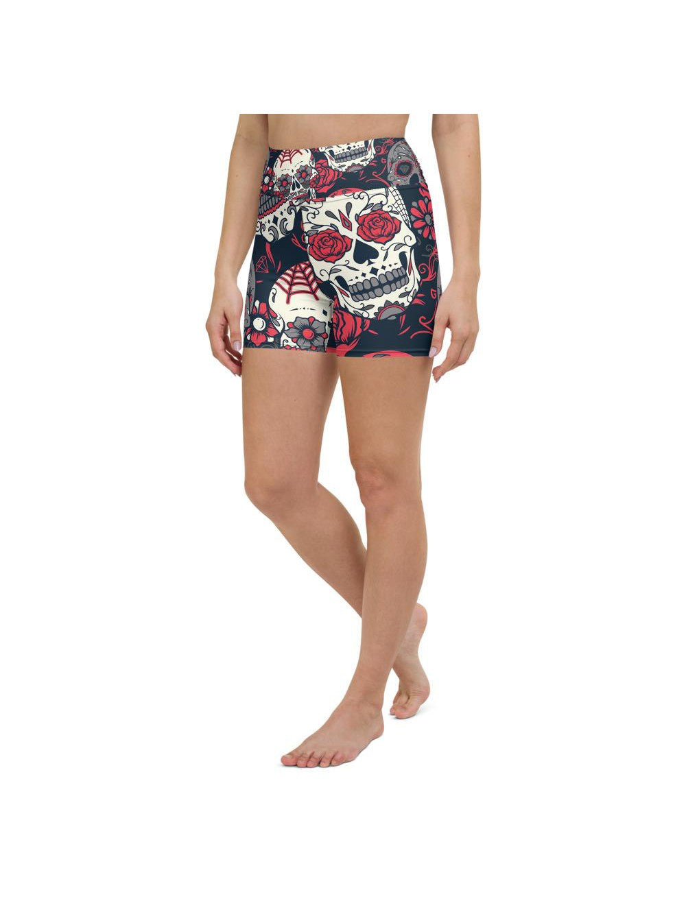 Pink Sugar Skull Yoga Shorts Gearbunch