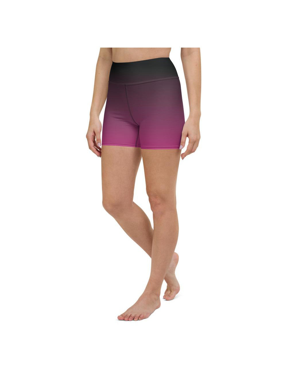 Womens Yoga Shorts Ombre Black to Pink | Gearbunch.com