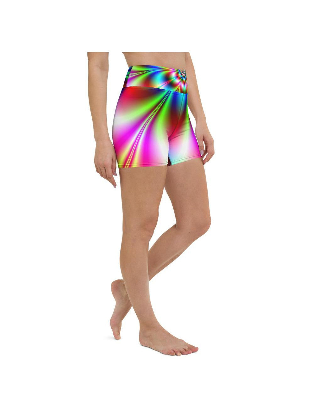Psychedelic Neon Yoga Shorts Gearbunch