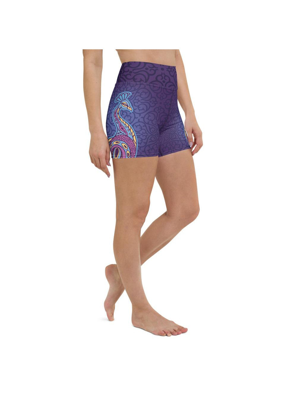 Ornamental Peacock Yoga Shorts Gearbunch