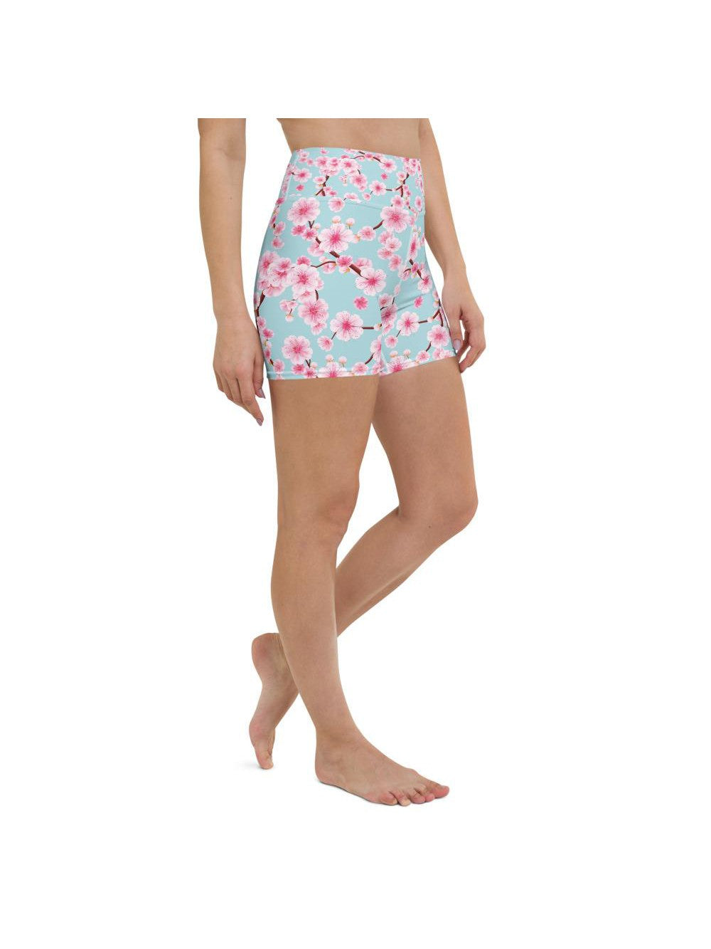 Japanese Cherry Blossom Yoga Shorts Gearbunch