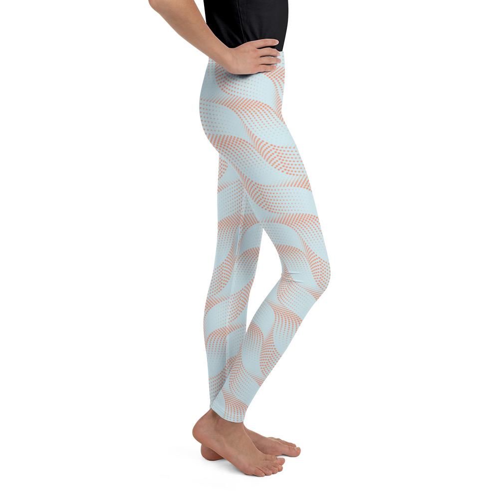 Light Blue & Apricot Wave Youth Leggings Gearbunch