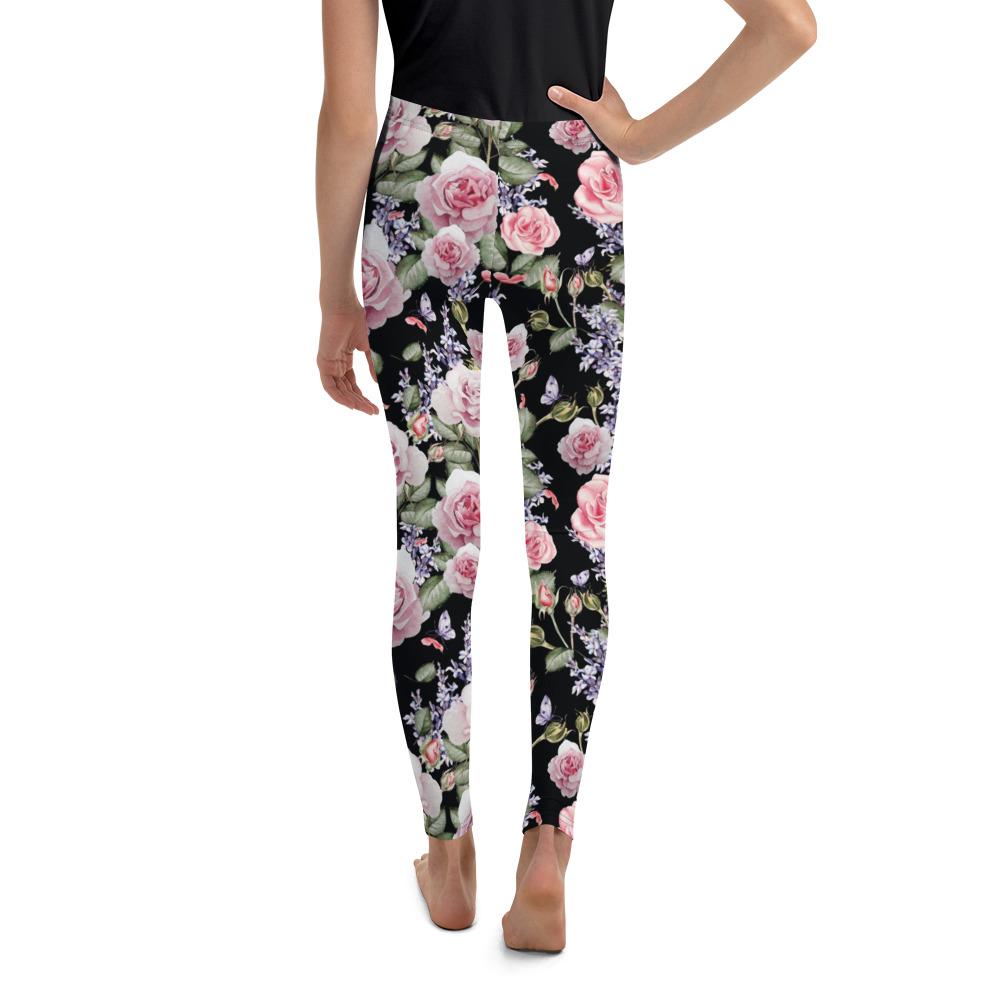 Watercolor Roses & Lavender Youth Leggings Gearbunch