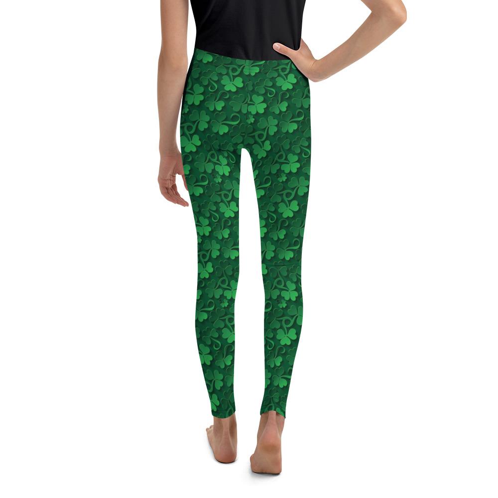 Irish 3D Shamrocks Youth Leggings Gearbunch