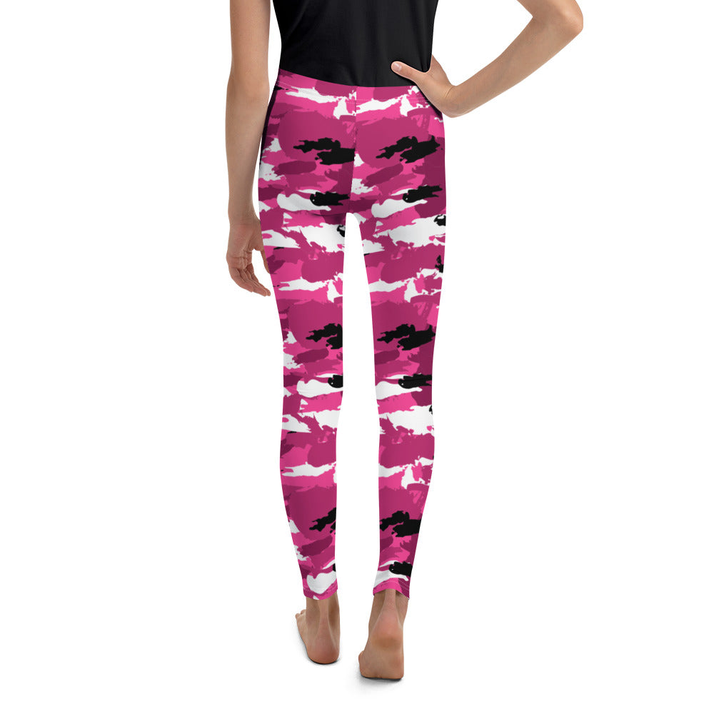 Youth Pink Camo Leggings Pink/white/Black | Gearbunch.com