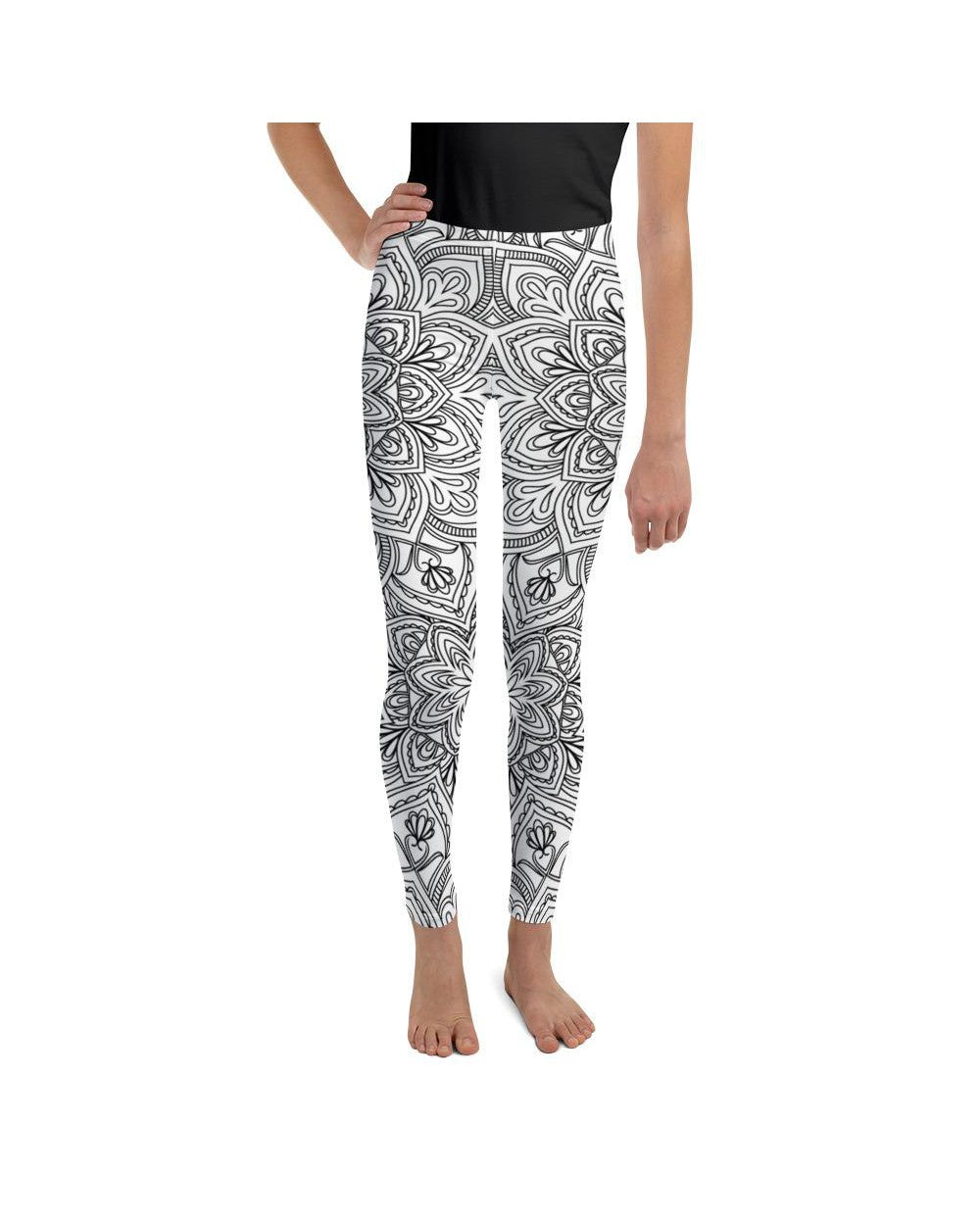 White & Black Mandala Youth Leggings | GearBunch
