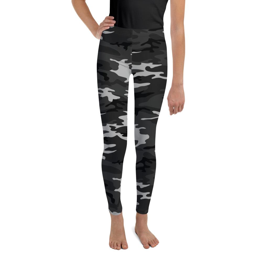 Dark Grey Camo Youth Leggings Gearbunch