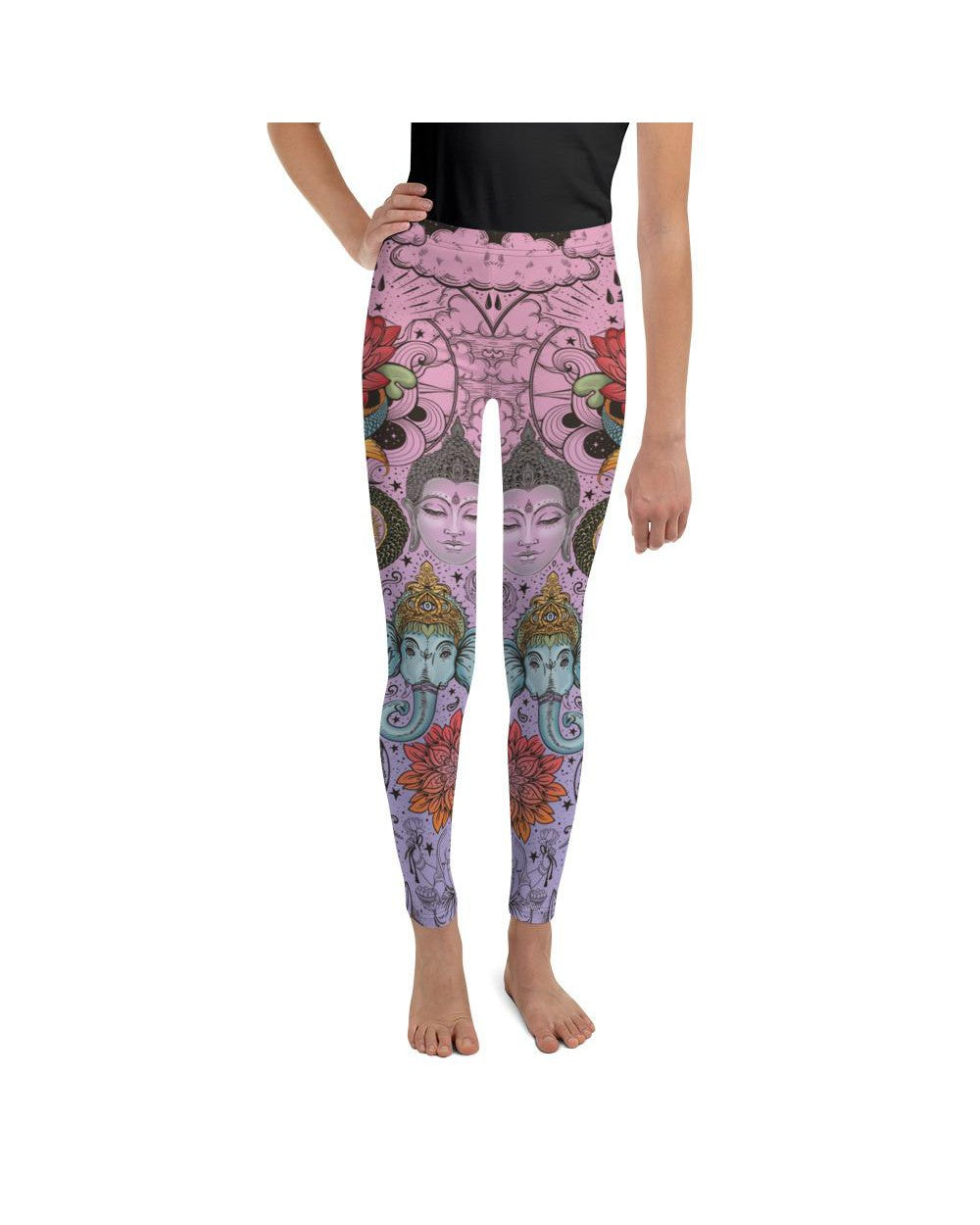 Pink Tattooed Lotus Youth Leggings | GearBunch