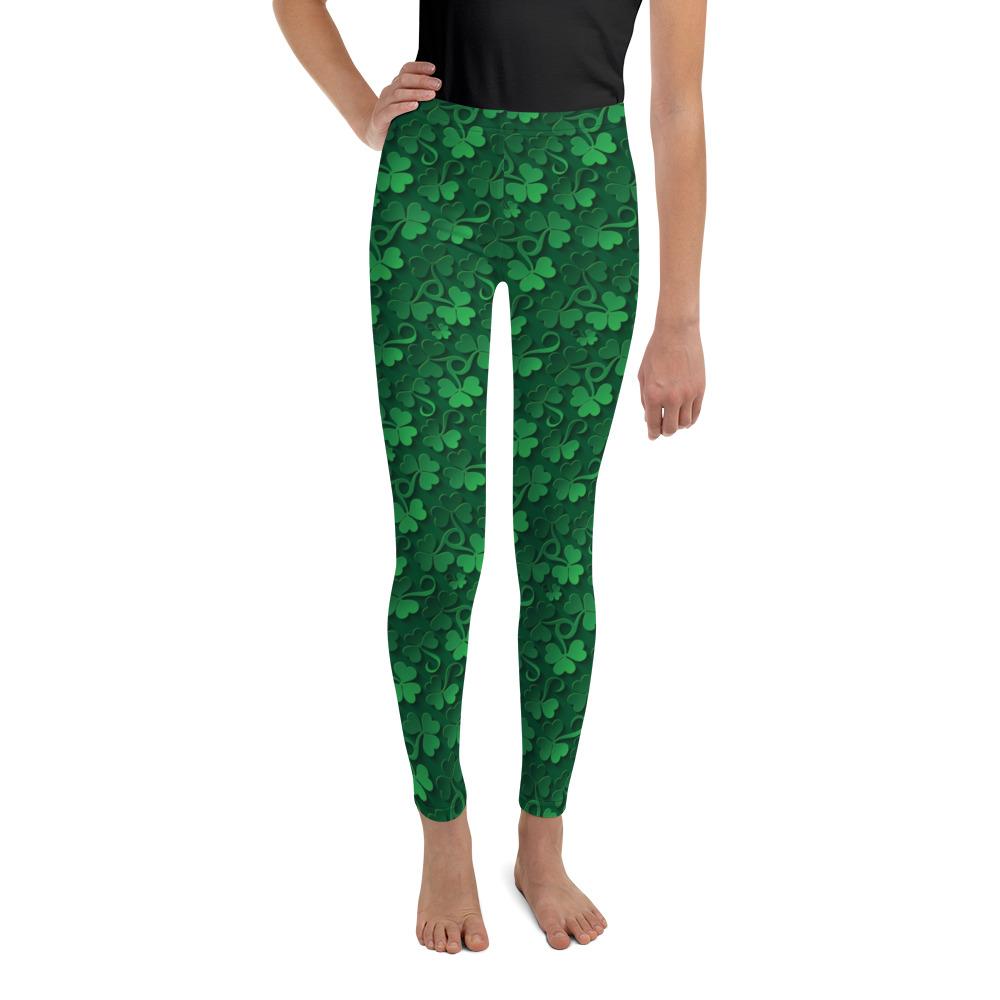 Irish 3D Shamrocks Youth Leggings Gearbunch
