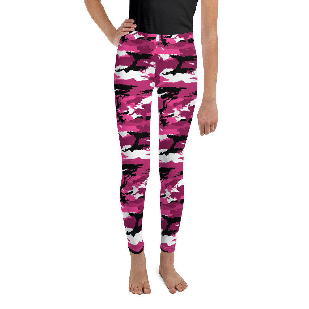 Youth Pink Camo Leggings Pink/white/Black | Gearbunch.com