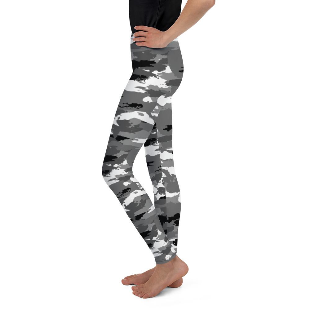 Black & White Camo Youth Leggings Gearbunch