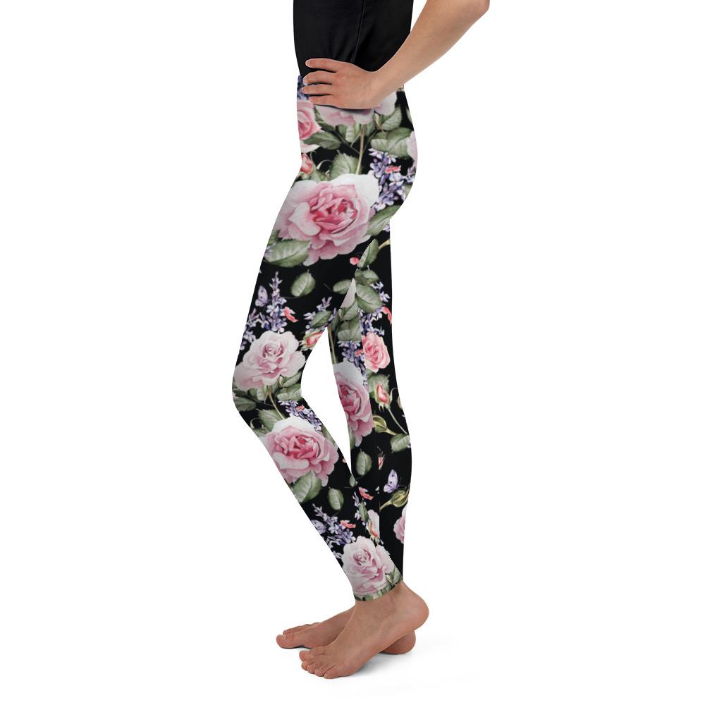 Watercolor Roses & Lavender Youth Leggings Gearbunch