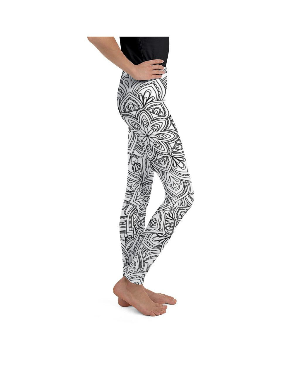 White & Black Mandala Youth Leggings | GearBunch