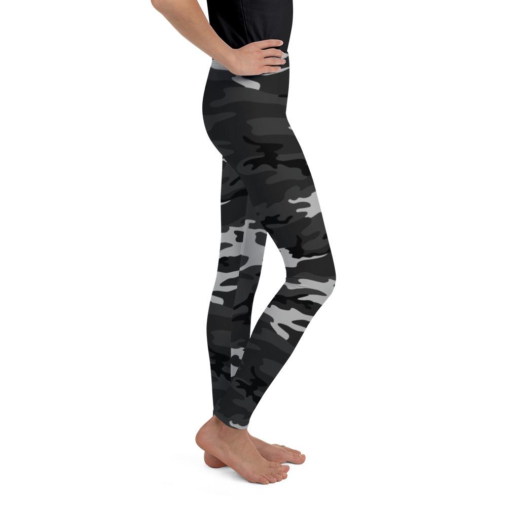 Dark Grey Camo Youth Leggings Gearbunch
