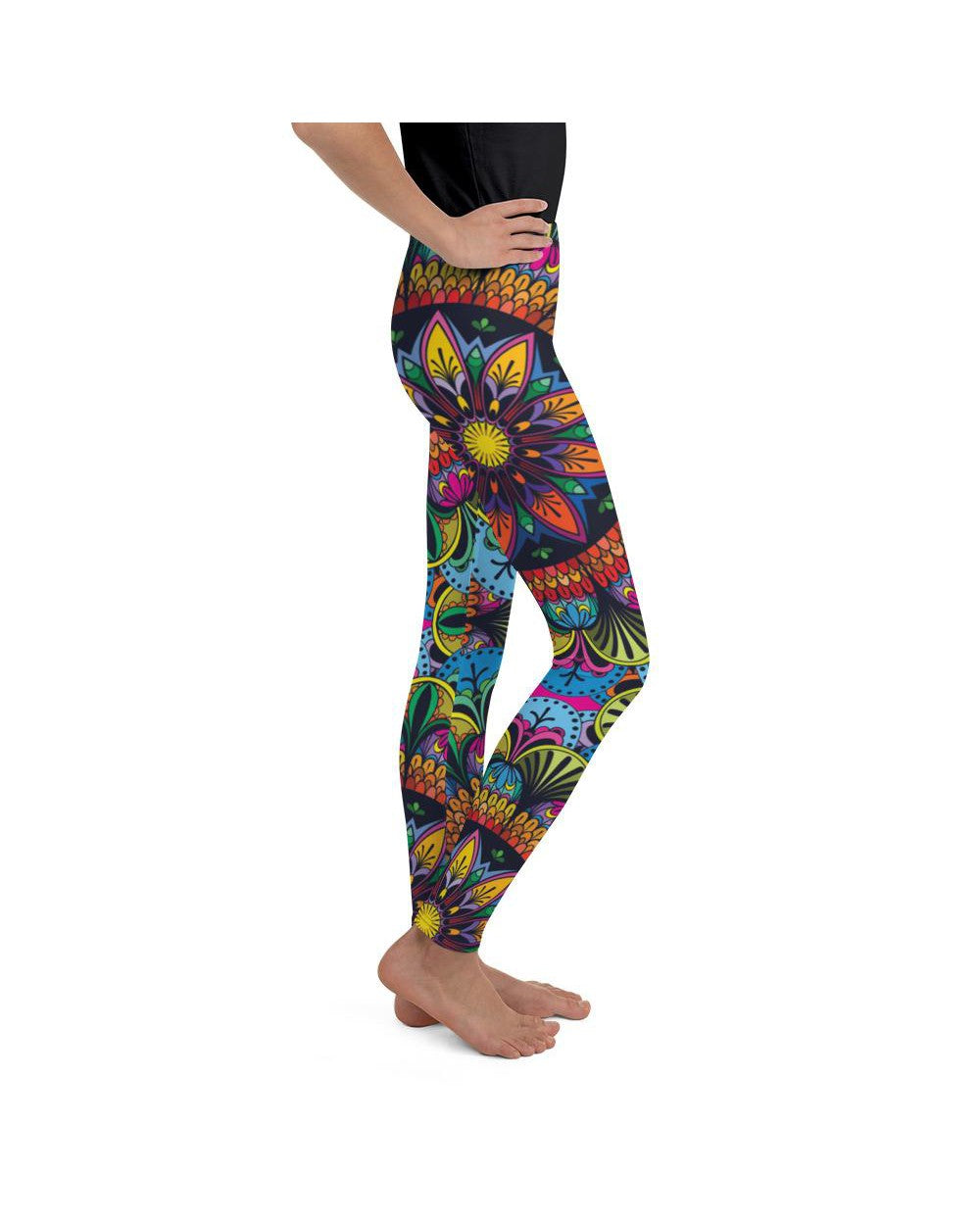 Youth Colorful Mandala Leggings Red/Yellow/Blue | Gearbunch.com