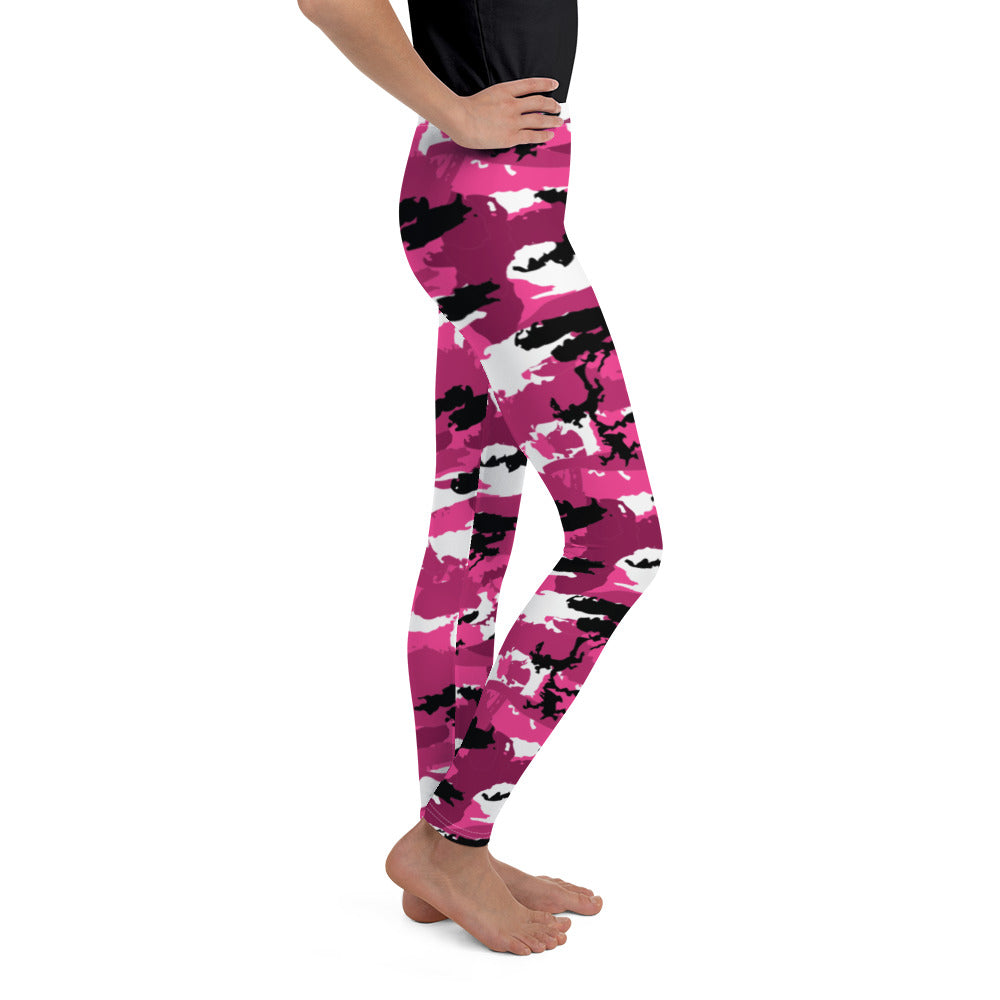 Youth Pink Camo Leggings Pink/white/Black | Gearbunch.com