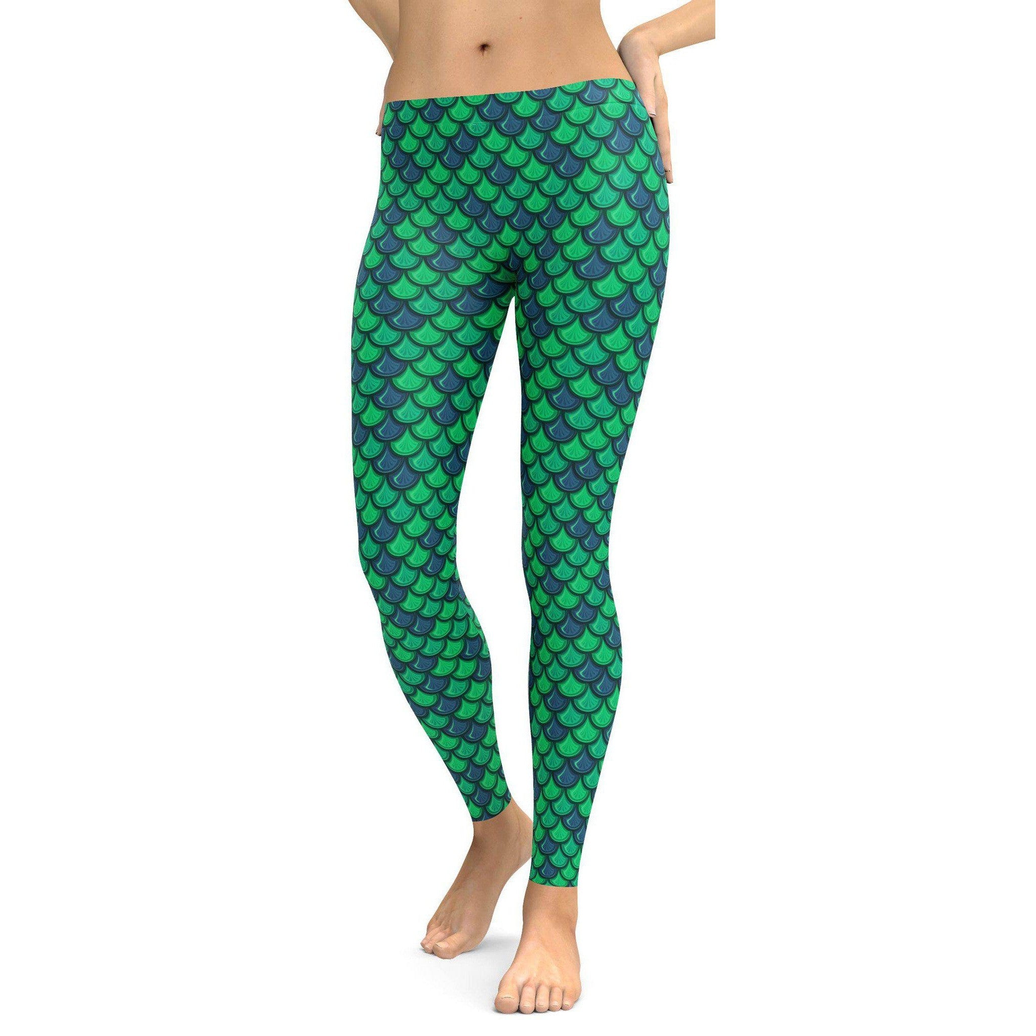 Green Mermaid Leggings - GearBunch Leggings / Yoga Pants