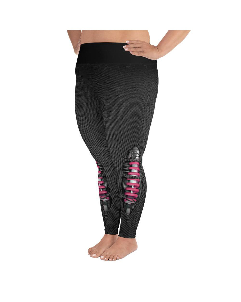 Women's carbon and pink shock absorber printed leggings front view