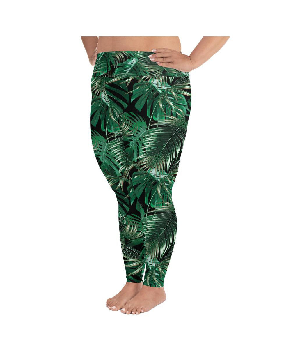 Women's palm tree printed leggings front view