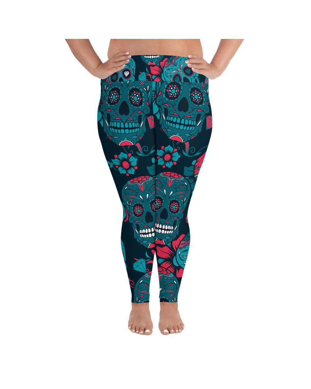 Blue Sugar Skull Plus Size Leggings | GearBunch