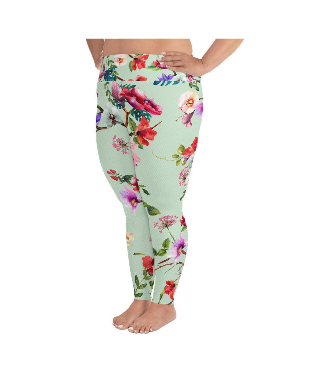 Women's pastel floral leggings front view