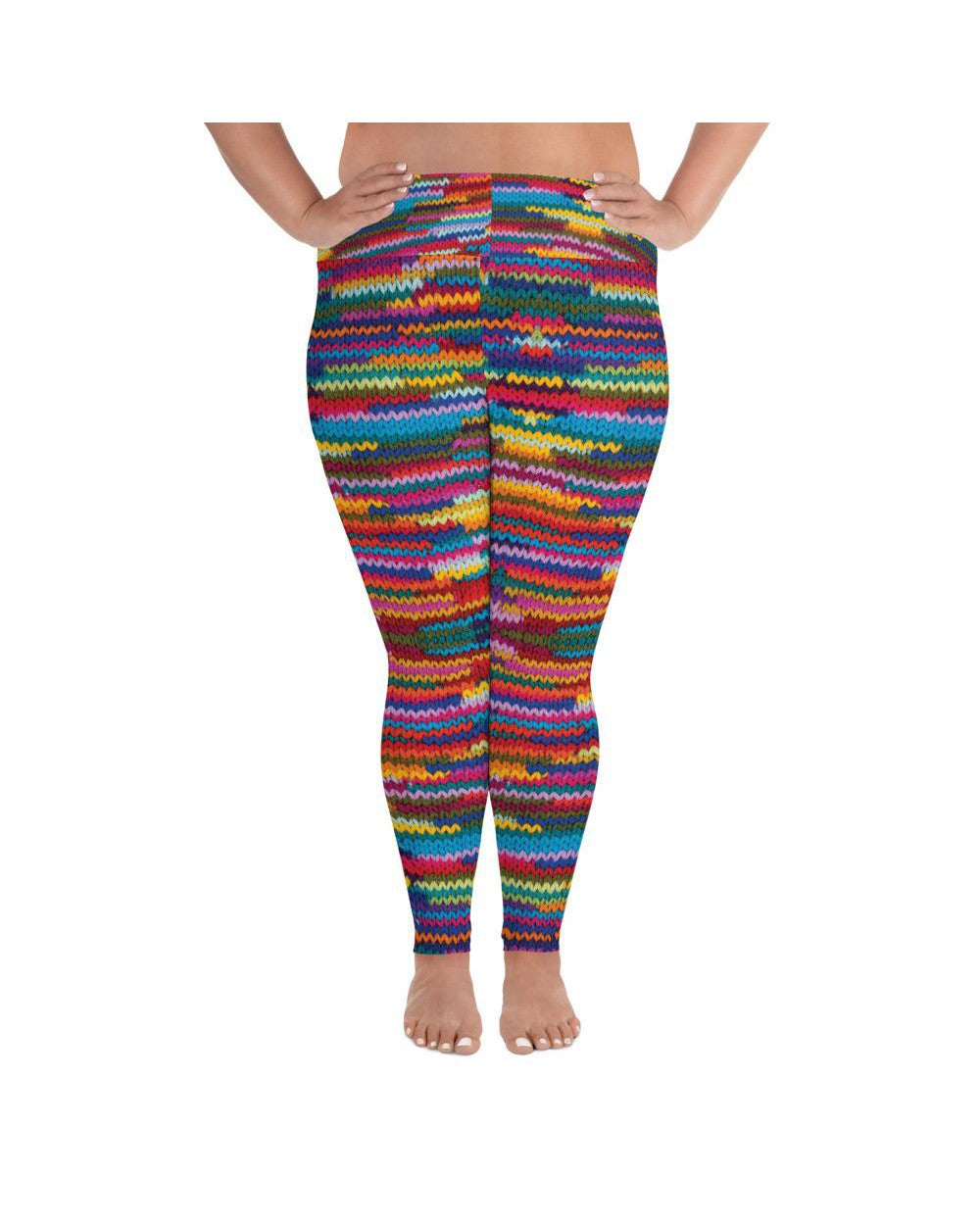 Colorful Knitted Pattern Plus Size Leggings | GearBunch
