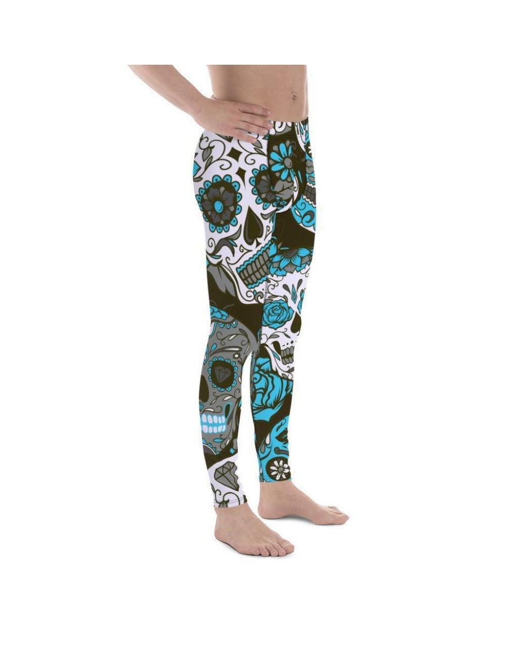 Sky Blue Sugar Skull  Meggings - Gearbunch