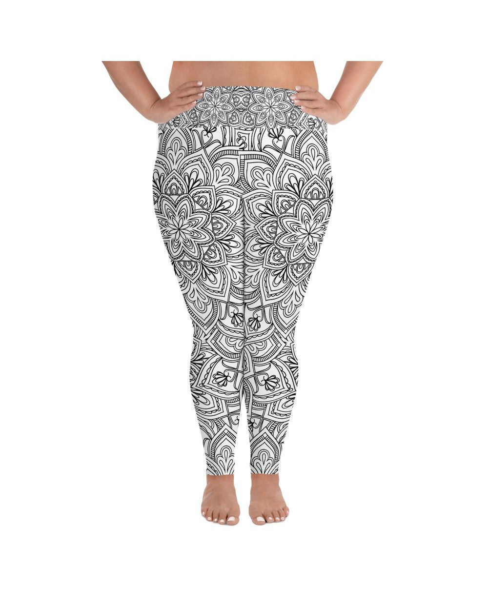 White & Black Mandala Plus Size Leggings | GearBunch