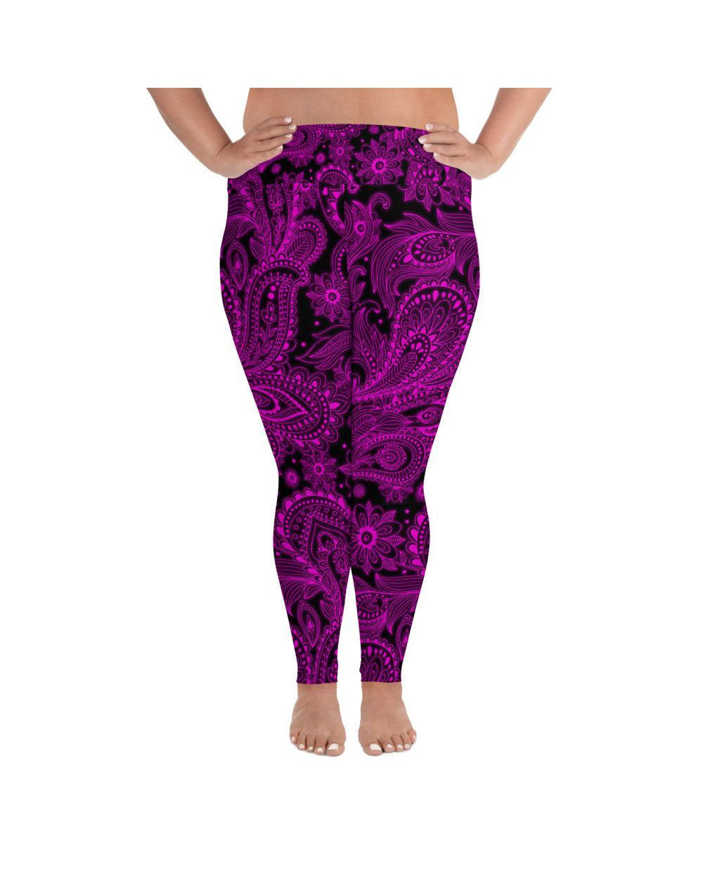Pink Glowing Floral Plus Size Leggings | GearBunch