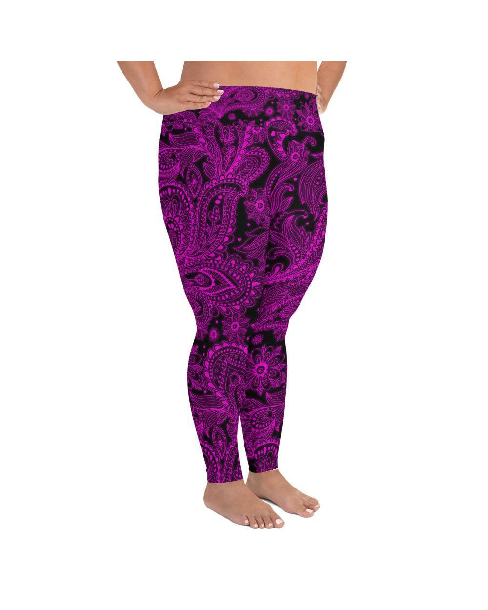 Pink Glowing Floral Plus Size Leggings | GearBunch