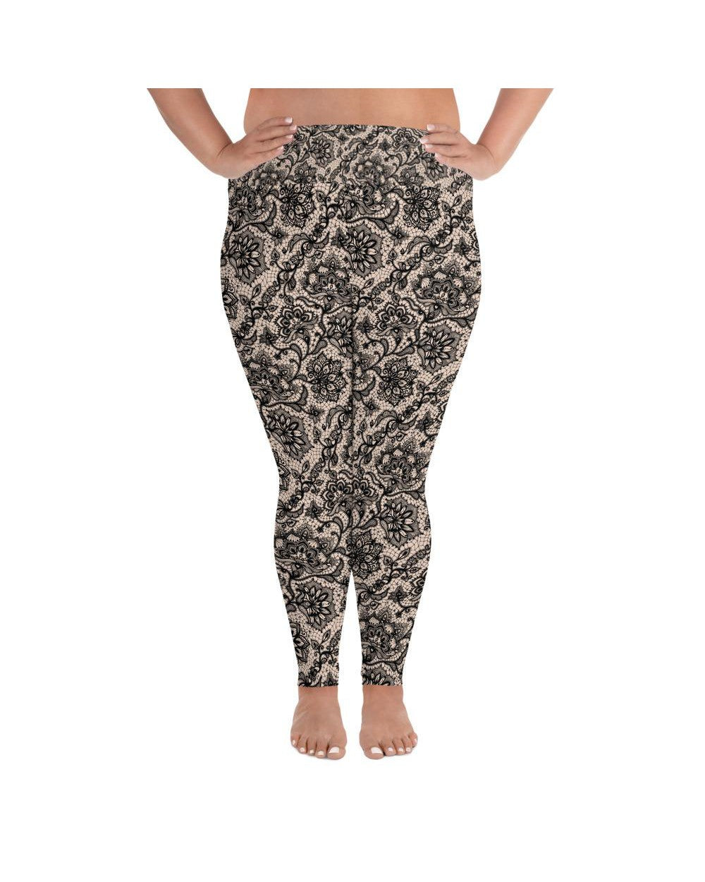 Black Faux Lace Plus Size Leggings | GearBunch